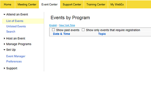  Webex Event Center Interface